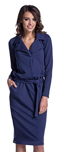 Lemoniade Damen Winter- / Herbstkleid Langarm (Made in EU) in elegantem Design und in vielen Farben, Gr. S, Modell 2 Navy