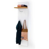 Wandgarderobe in Weiß Hochglanz und Wildeiche Optik 40 cm breit