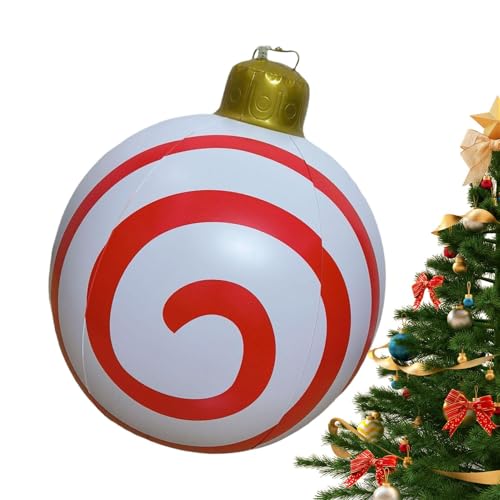 Aufblasbare Weihnachtskugeln im Freien,Große aufblasbare Weihnachtskugeln,Große Pusteball-Dekorationen | PVC Candy Patterns 23,62 Zoll Ornamente für drinnen und draußen