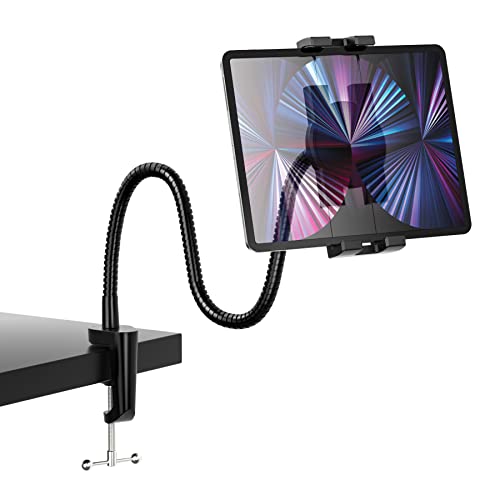 Lang Schwanenhals Tablet Halter für Bett, Oilcan Schreibtisch Tablet Ständer mit Flexible Arm, Tischhalterung für iPad Pro 12.9 Air Mini, iPhone, Galaxy, Switch, Lenovo usw (4-13 Zoll)