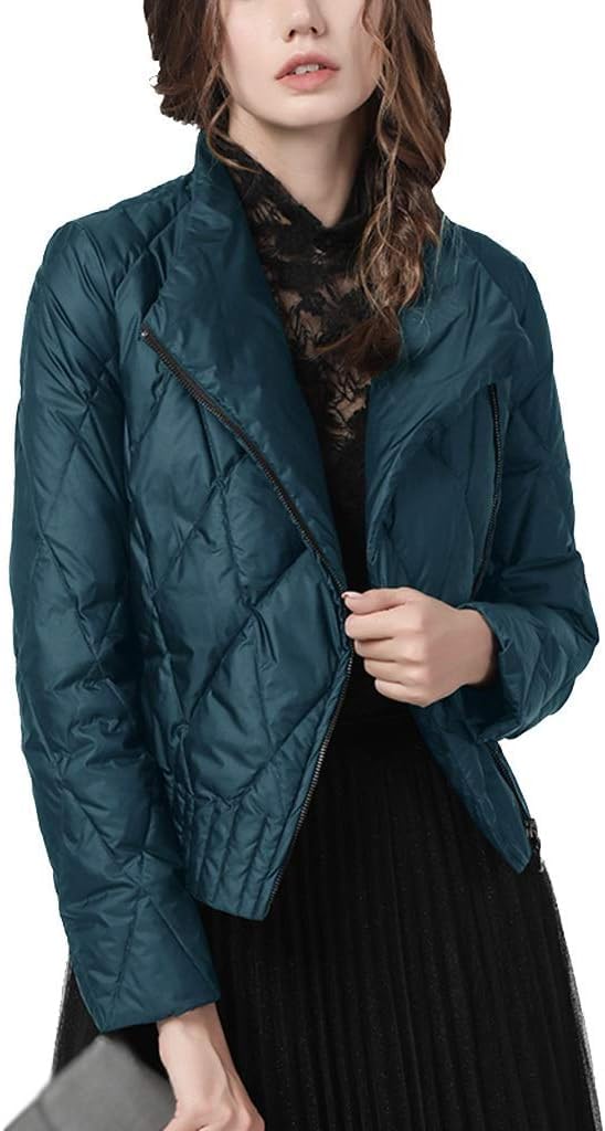 Damen-Daunenjacke, warme und leichte Daunen für Damen, Kurze und dünne Winter-Daunenjacke für Damen, Neuer langärmliger, schmaler Damenmantel, 80% Daunenanteil, Blau -XXL