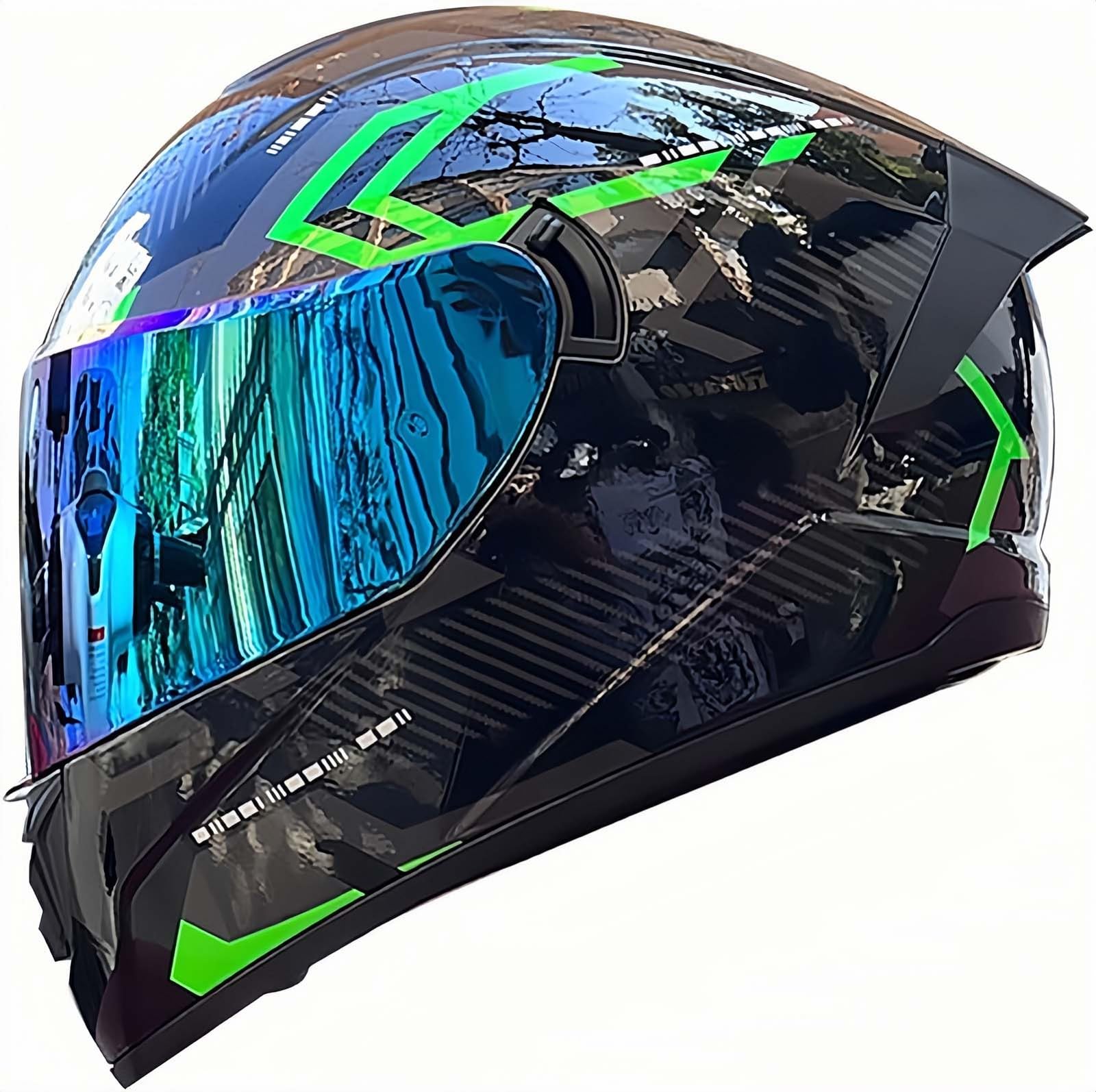 Integral-Motorradhelm Mit Doppeltem Antibeschlag-Visier, DOT/ECE-Zugelassener Integral-Motorradhelm Für Männer, Frauen, Erwachsene J,XL61~62CM