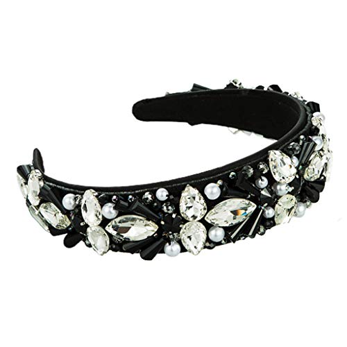 SANRLO Stirnbänder, Haarschmuck für Damen, Barock-Stil, luxuriöses Retro-Stirnband, farbige Kristallperlen, Schmuck, Haarreif, Bandana