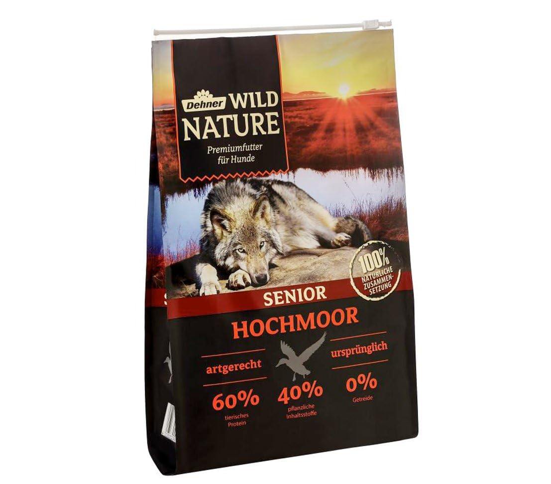 Dehner Wild Nature Hundetrockenfutter Senior Bergweide | getreidefrei | natürliches Hundefutter mit Ente | Premium Trockenfutter | für sensible, ältere Hunde | hoher Fleischgehalt | sensitiv | 4 kg