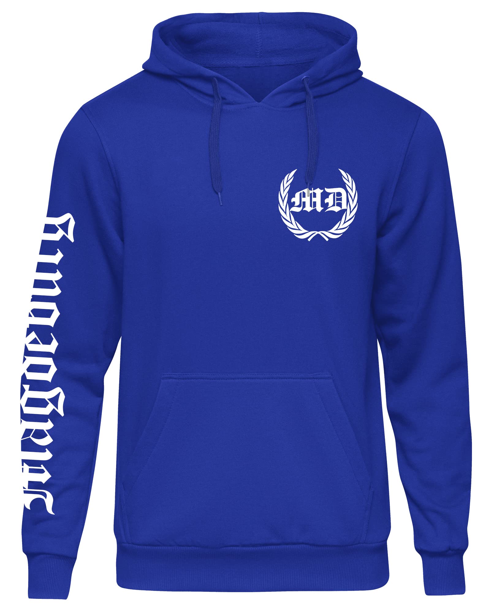 UGLYSHIRT Magdeburg über Alles Herren Kapuzenpullover | Magdeburg Pullover - Trikot Ultras Sport Hoodie | Blau (S)