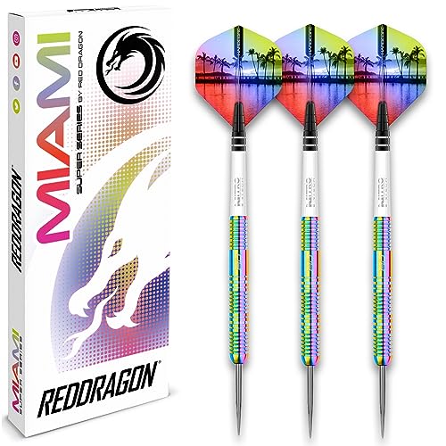 RED DRAGON Miami 24 Gramm Professionelles Tungsten-Dart-Set mit Flights und Schäften