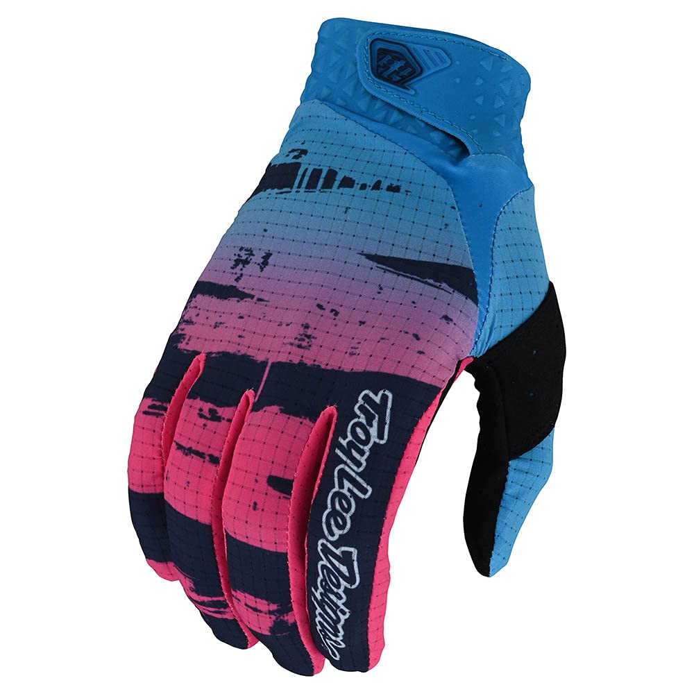 Troy Lee Designs One & Done Air Brushed Motocross Handschuhe (Blue/Pink,2XL)