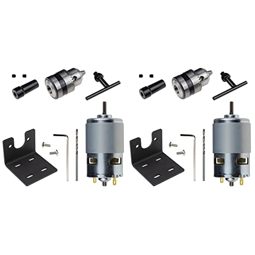 Sizoriruk 2X 775 Motor 10000U/Min DC 12V Drehmaschine 775 Motor mit Mini Hand Bohrer Futter und Fräsen Maschinen Halterung