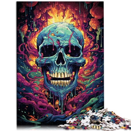 Puzzles Psychedelische Malerei Bunter Totenkopf Puzzle für Erwachsene 1000 Teile Holzpuzzle Jedes Teil ist einzigartig - Anspruchsvolles Familienspaßspiel 1000 Teile (50 x 75 cm)