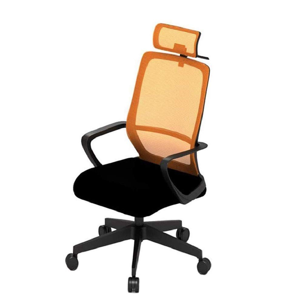 Bürostuhl Bürostuhl, Ergonomischer Bürostuhl, Computer-Schreibtischstuhl, Verstellbare Kopfstütze, Rückenlehne und Armlehnen, Lendenwirbelstütze, Netzgewebe Blau, Schwarz, Orange Bürostühle für