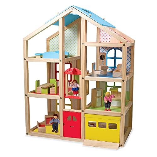 Melissa & Doug Puppenhochhaus aus Holz mit Möbeln und Spielfiguren (18 Teile)