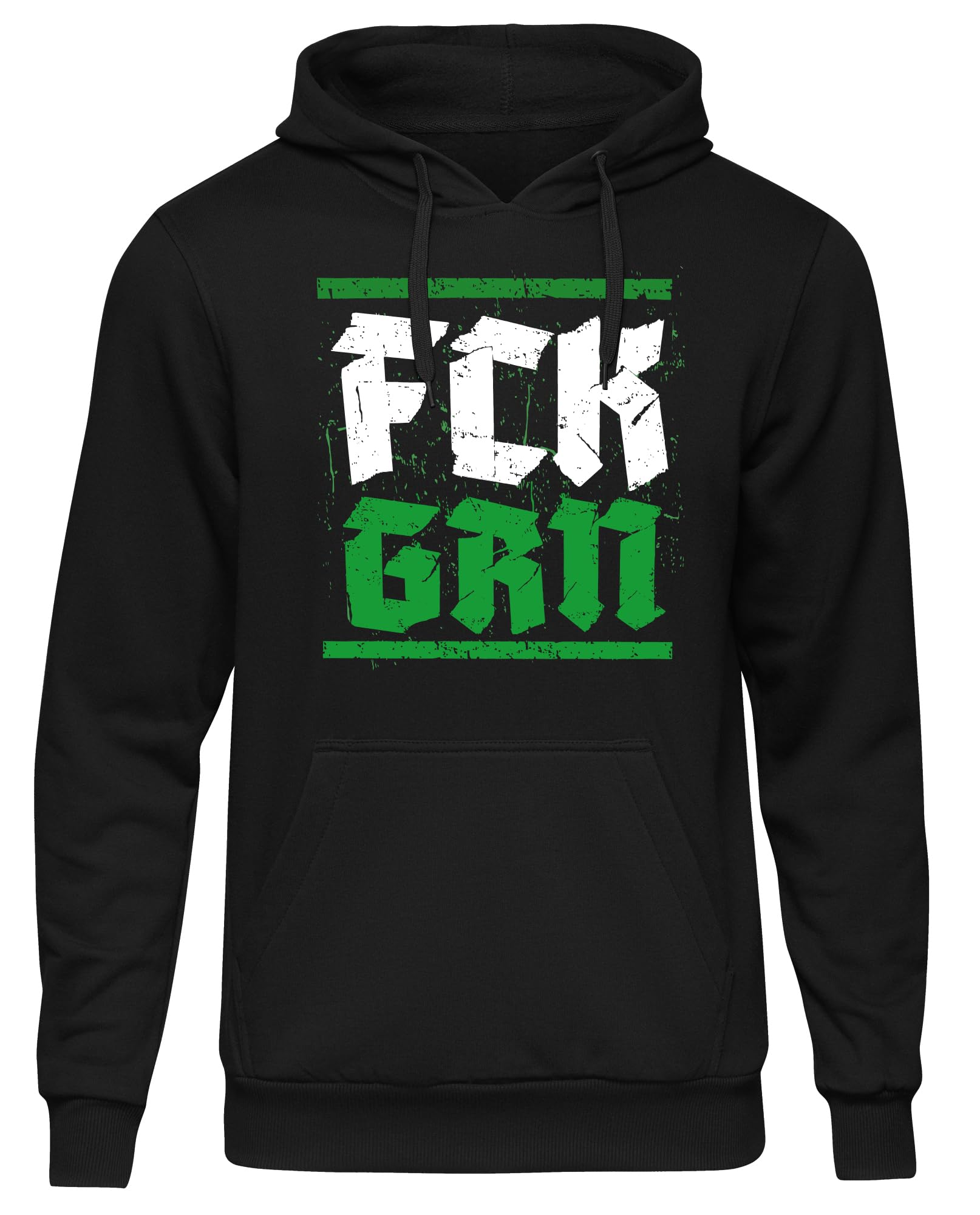 UGLYSHIRT FCK GRN Herren Kapuzenpullover | Anti Klimaaktivist Anti Grün Demo Pullover Widerstand Hoodie Politik | M2 Schwarz (S)