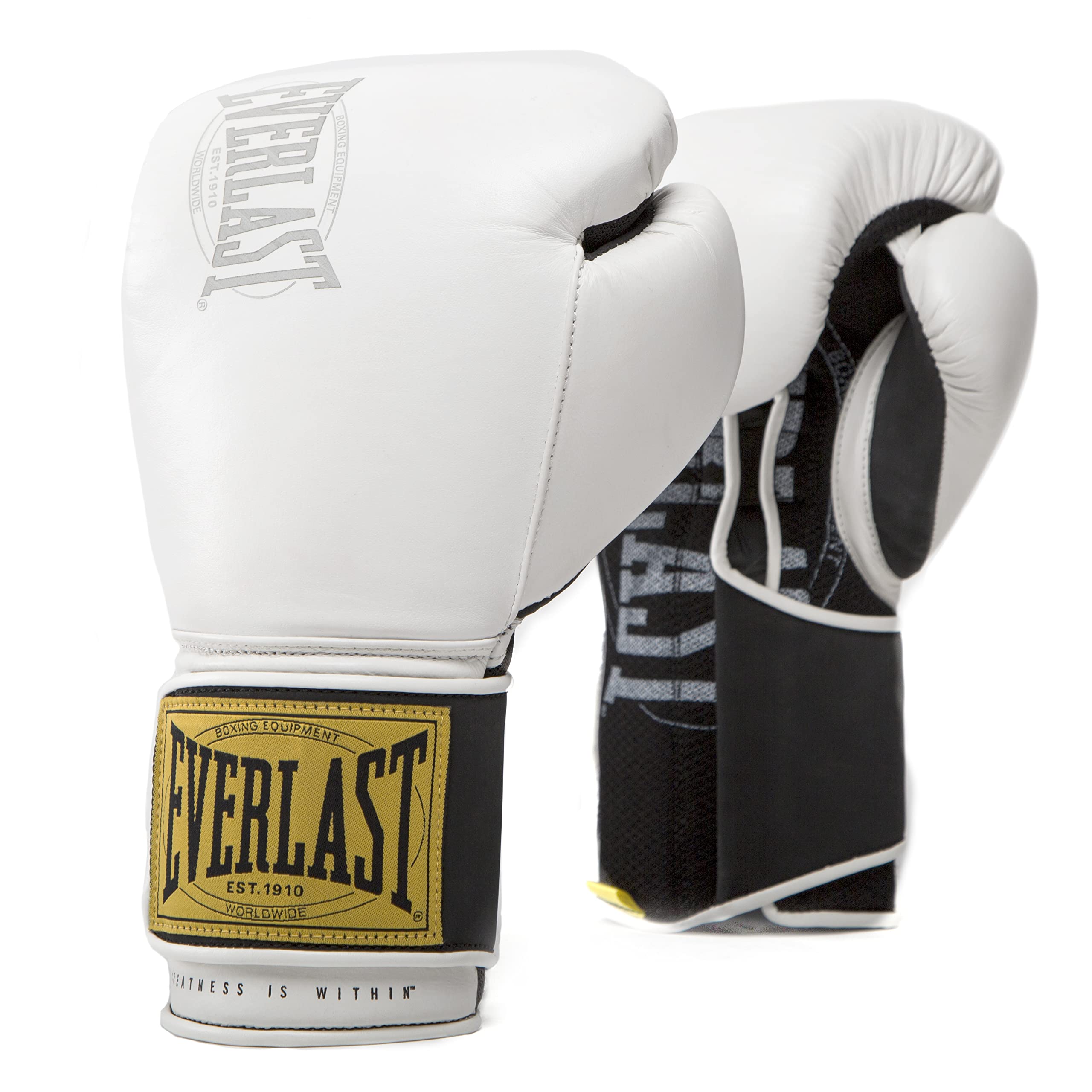 Everlast Unisex- Erwachsene Boxhandschuhe 1910 Classic Trainingshandschuhe, Weiß, 14oz