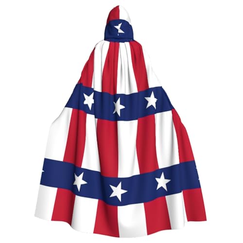 WURTON Texas State Flag Print Halloween Hooded Cloak Costume for Carnival Theme Party Decora Witch Vampire Costume