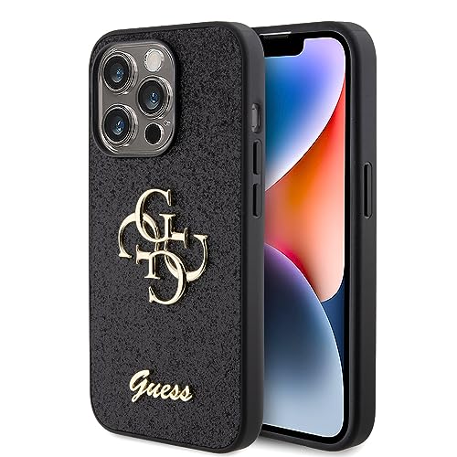 Guess GUHCP15LHG4SGK Hülle für iPhone 15 Pro 6.1" Schwarz hardcase Glitter Script Big 4G