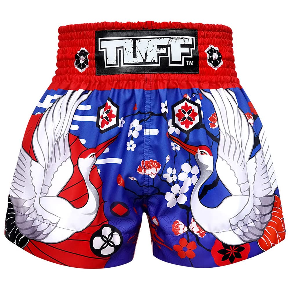 Tuff-MS639-BLU, Muay Thai-Shorts für Boxen, Größe L (US)