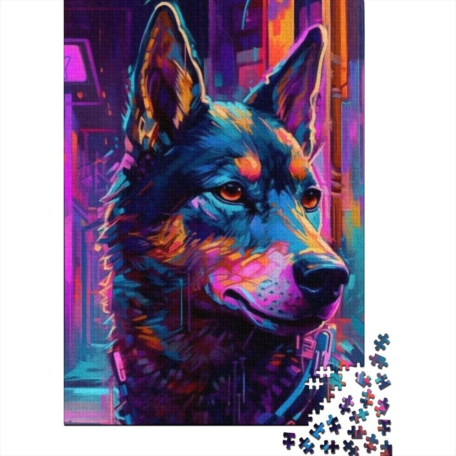 Puzzle für Erwachsene, Tier-Fantasie-Hund, 1000-teiliges Puzzle, Holzpuzzle für Erwachsene und Jugendliche ab 12 Jahren, Lernspielzeug, Familienspiele, Größe: 75 x 50 cm