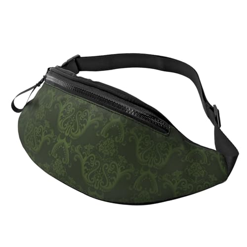 HSJFS Sporttasche mit buntem Blumen- und Schmetterlings-Aufdruck, lässige Brusttasche, Huntergrünes Blumenmuster, Einheitsgröße