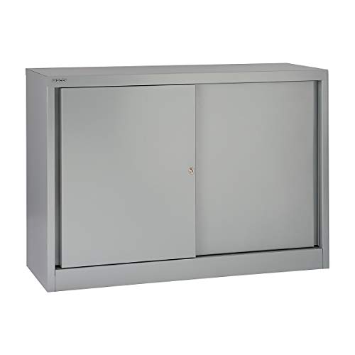 BISLEY Schiebetürenschrank ECO, 1 Fachboden, 2 OH, Metall, 645 Lichtgrau, 43 x 120 x 83.9 cm