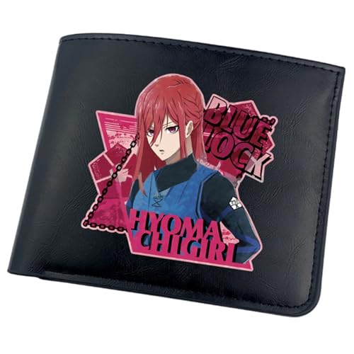 RYNDEX Blue Lo-ck Geldbörse Anime, Kunstleder Kartenetui Geldtasche mit Münzfach, PU-Leder Geldbörse Brieftasche Wallet, für Männer Geschenke(Color:Black 3)