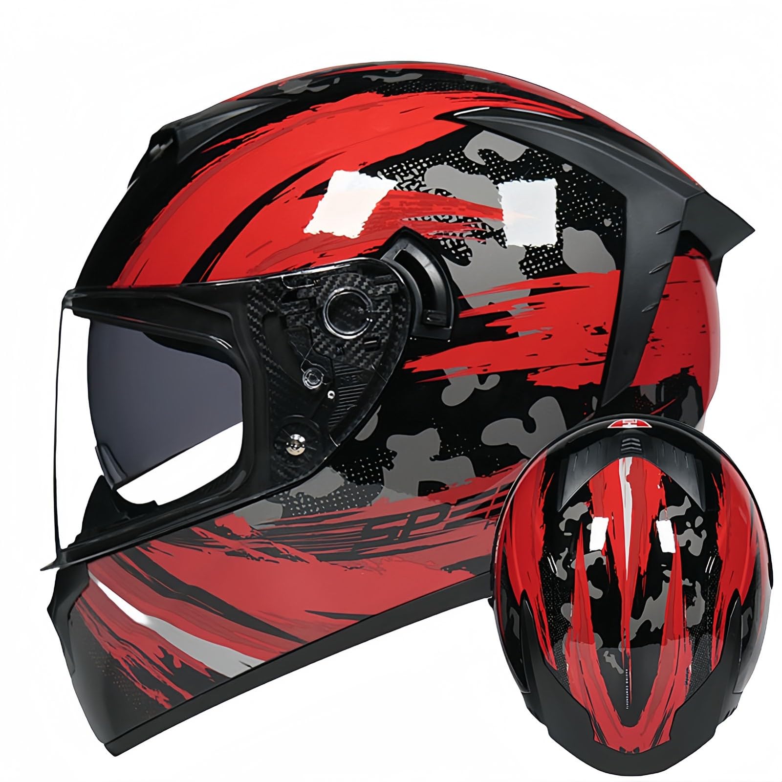 Integralhelm Mit Klappmechanismus, Modularer Motorradhelm, Integriertes Motorrad-Doppelvisier Für Männer Und Frauen, Straßenradhelm, Rennmopedhelm, DOT/ECE-Zulassung A,L59-60CM