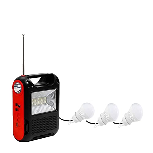 Tragbares Solarlicht mit Solarpanel 3 LED-Birnen Wiederaufladbare Notlampe for den Außenbereich Netzteil MP3-Radiolautsprecher für Heimwerker-Anfänger