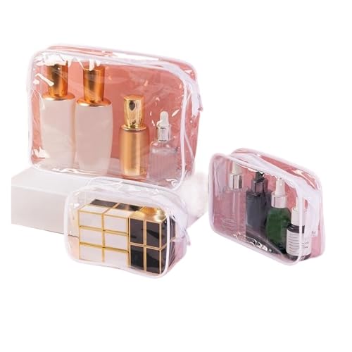 Männer Frauen Reise Klar Kosmetik Tasche Transparent Schwarz Reißverschluss Make-Up Tasche Organizer Box Kulturbeutel Waschen Make-Up Taschen Fall Kosmetiktasche Set(White,25x18x6CM)