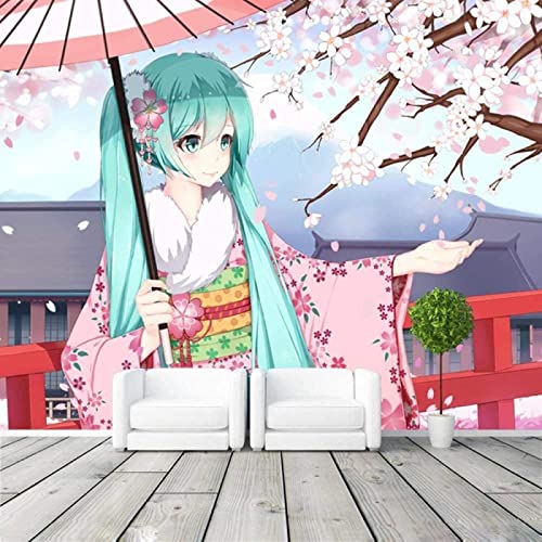 Japanisches Anime Kirschblüten Mädchen Tapeten Wohnkultur fototapete 3d effekt Wohnzimmer Schlafzimmer kinderzimmer-200cm×140cm