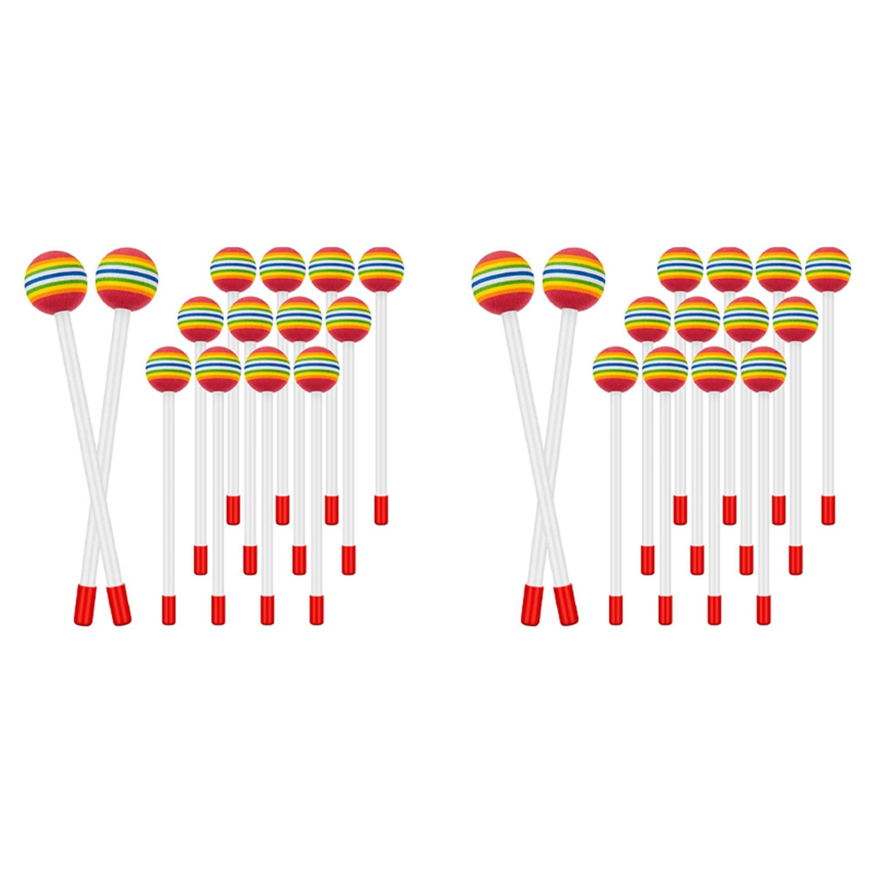 Naugan 28 Stück Lollipop-Trommelschlägel, rund, Regenbogen-Hammer, Percussion-Sticks aus Kunststoff, für Kinder