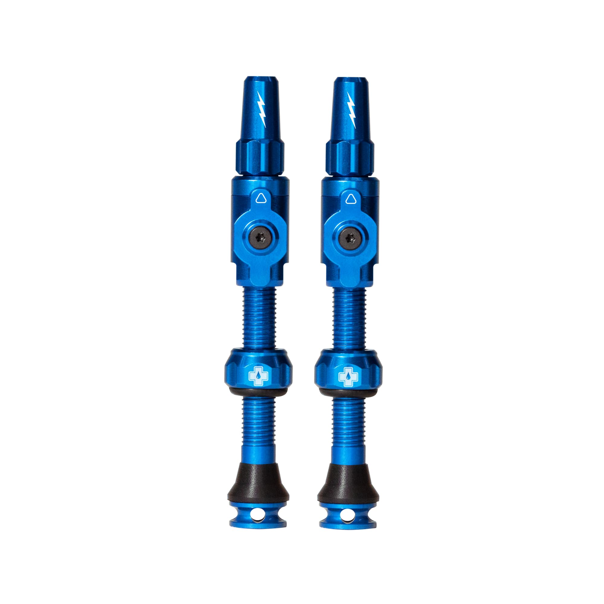 Muc-Off Big Bore Lite Tubeless Valves, Blue 45mm - Precision Engineered Dust Caps for Bikes with Revolutionary Airflow Technology - Presta Valve Caps for Tubeless MTB/Road/Gravel Bikes