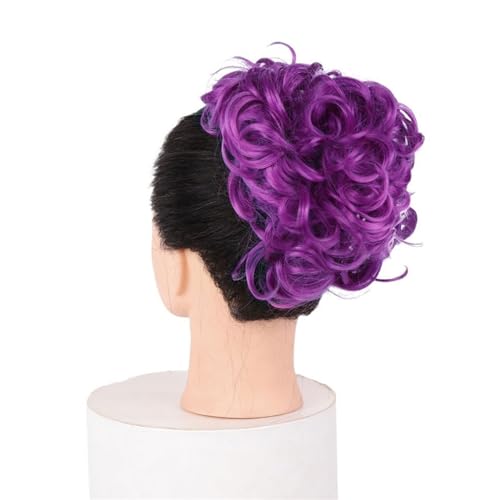 Haarteil Haargummi Lockiger Chignon, unordentlicher Dutt, Hochsteckfrisur, Clip-in-Haarteil, Haarverlängerungen, Haarnadeln, elastisches Band, synthetischer Haarknoten, Schwarzblond Haarverlängerung(Q