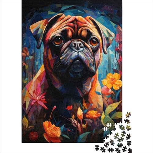 Schwieriges, anspruchsvolles Puzzle mit 1000 Teilen, Mops im Garten Eden, lustige Puzzles für Erwachsene, 1000-teilige Familienspiele, Weihnachts- und Geburtstagsgeschenke, 75 x 50 cm