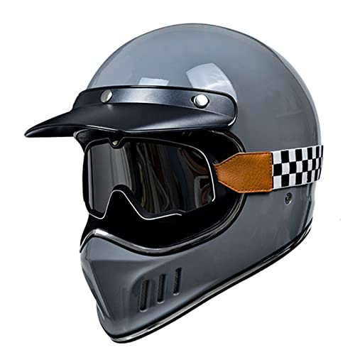 Motorradhelm, Integralhelm Mit Schutzbrille, Retro Motocrosshelme Herren Damen, ATV Helm UTV Helm MopedHelme Rollerhelm MofaHelm Motorrad Helm ECE/DOT Zertifiziert ( Color : C , Size : L=59-60cm )