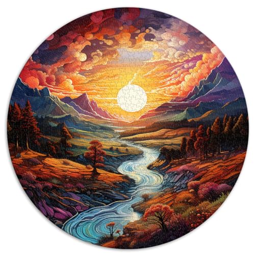 Puzzle zum Verschenken, Sonnenuntergang im Tal, bunt, 1000 Teile, Puzzle für Erwachsene, 67,5 x 67,5 cm, Puzzle zum Verschenken, Stressabbau, Urlaub zu Hause, Zeit totschlagen