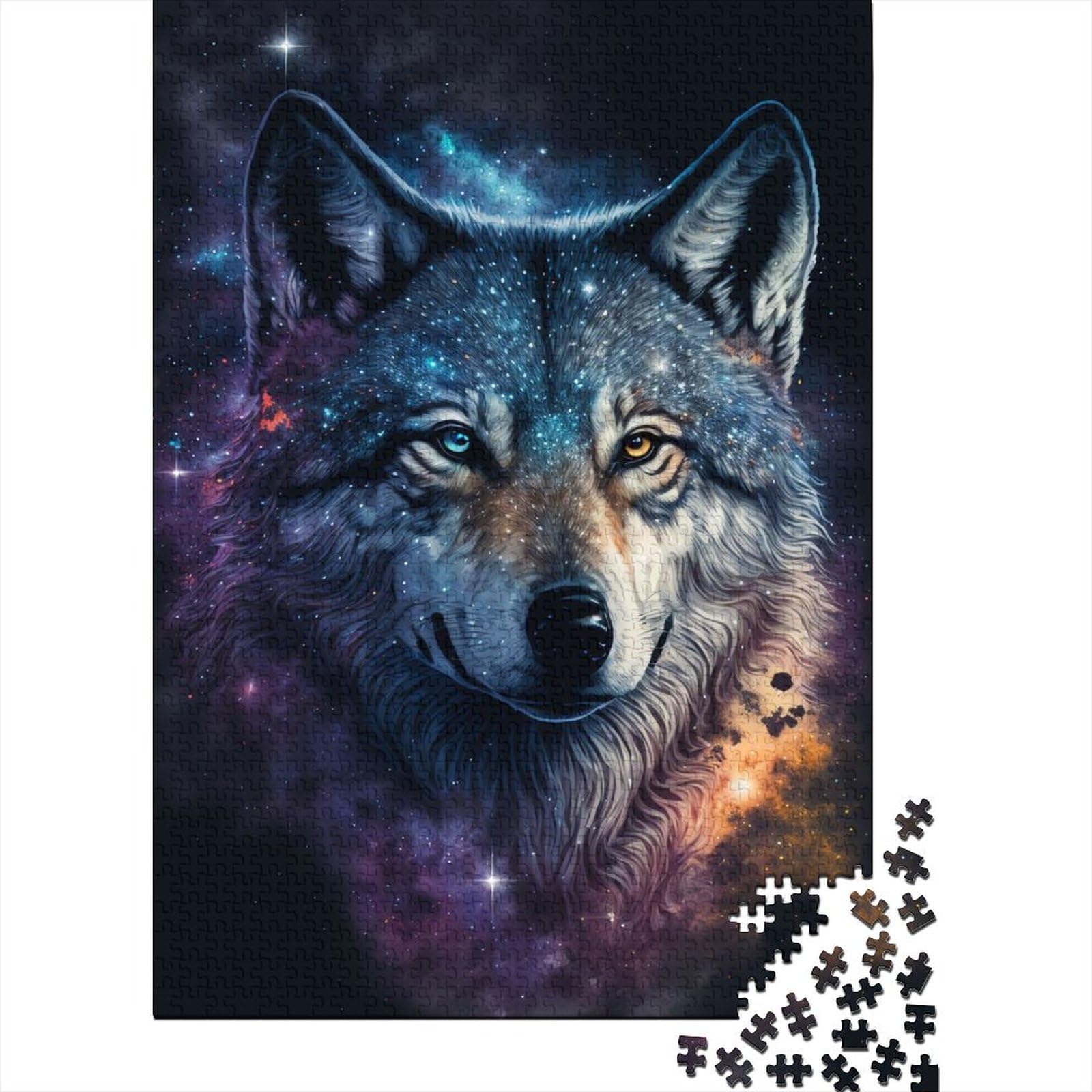 Galaxy Wolf Holzpuzzle für Erwachsene und Jugendliche, 1000 Teile, Puzzle für Erwachsene und Jugendliche, Lernspiel für Erwachsene und Kinder, 75 x 50 cm