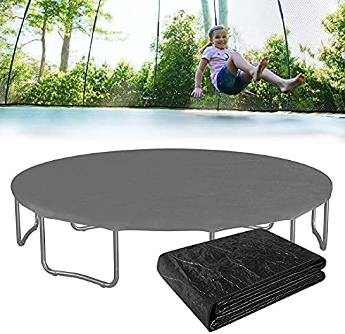 Trampolinabdeckungen, 6 Fuß 8 Fuß 10 Fuß 12 Fuß 13 Fuß 14 Fuß 16 Fuß Trampolinabdeckung, Trampolinabdeckung Wetter- und Regenschutz, Schwarze Trampolinschutzfolie, UV-Licht, staubdicht,8FT (