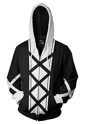 QYIFIRST Pullover Kurosaki Ichigo Cosplay Kostüm Kaputzen Jacke Streetwear Unisex Anime 3D Druck Jacket Sweatshirt Schwarz D XL (Chest 113cm)