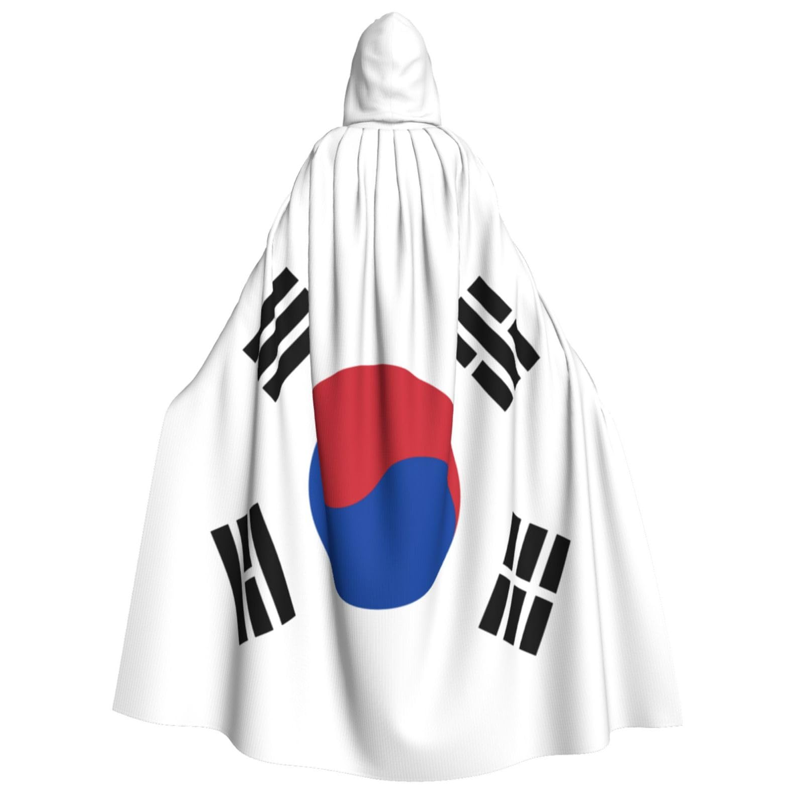 WURTON Flagge der Republik Korea, Unisex, Kapuzenumhang, Kostüm, Damen, Herren, Vampir, Halloween, Cosplay, Karneval, Mottoparty