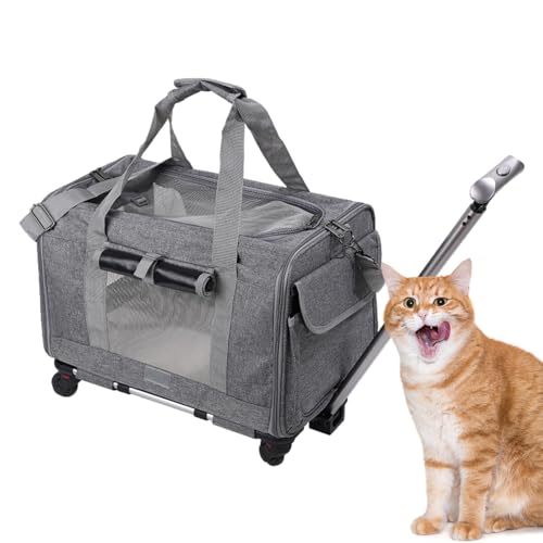 Aizuoni Hundetragetasche, Katzentragetasche,Transportbox für kleine Katzen und Hunde - Haustiertrage-Reisetasche mit Sicherheitsreißverschlüssen, weich rollender Katzentransporter, von der