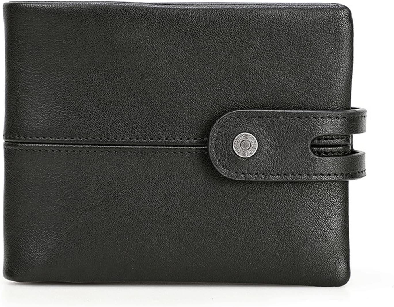 VSULZVNU Kartengeldbörsen Lässige Herrengeldbörse Leder kurze Münzgeldbörse Schnalle Design Geldbörse Leder Clutch Geldbörse für Männer (Farbe: Schwarz)