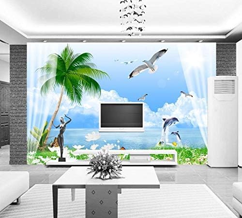 XLMING Meereslandschaft Delphin Springend Weiß Küche Esszimmer Arbeitszimmer Wohnzimmer TV Hintergrund Wand 3D Tapete-200cm×140cm