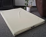 Hundebettenmanufaktur Hundematratze Hundebett Kunstleder Schaumstoff 5 cm Verschiedene Größen und Farben wählbar (120 cm X 80 cm, Creme)