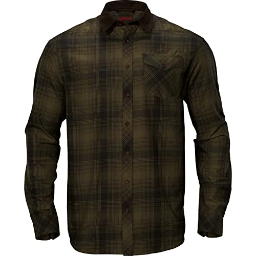 Härkila | Driven Hunt Flannel Hemd | Professionelle Jagd Kleidung & Jagd Zubehör für Herren & Damen | Skandinavische Qualität Made to Last | Olive Green Check, XXL