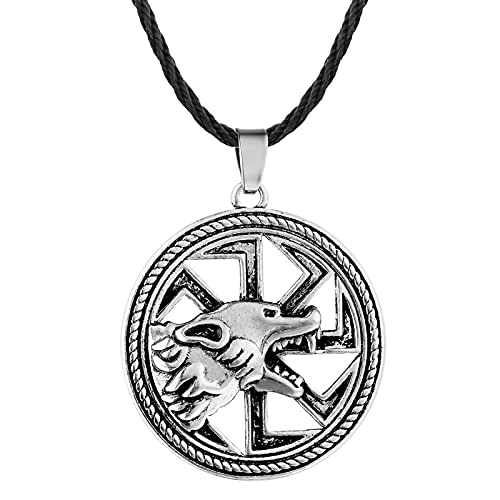 Belachick Charme Halskette Ketten Schmuck Herren Frauen Anhänger Necklace Vintage Tier Wolf Kopf Anhänger Halskette Herren Anhänger Halskette S