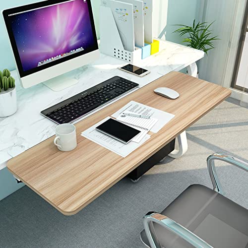 V3VOGUE Ergonomische Schreibtisch-Verlängerung Faltbar Schreibtisch Extender - Holz Tastaturablage 55 65 75cm - Stanzfreie Klemme - Für Unterarmstütze/Armlehne/Computer-Ellenbogen-Armstütze