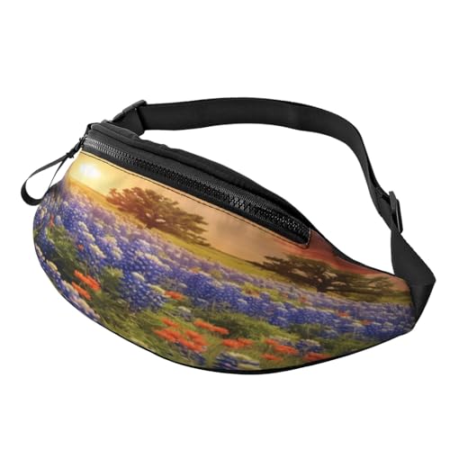 Bauchtasche mit gelben Blumen und Schmetterlingen, leichte Hüfttasche für Reisen und den täglichen Gebrauch, Texas Bluebonnets Scenery2, Einheitsgröße