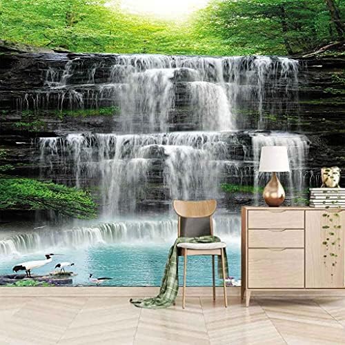 Blick Auf Den Wasserfall Im Wald 3D Tapeten Wanddekoration Fototapete Sofas Wohnzimmer Wandbild Schlafzimmer-350cm×256cm