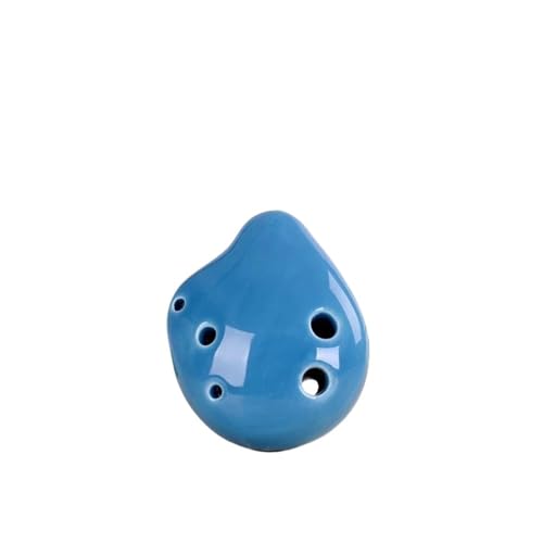 Okarina Instrument 4 Farbe Ocarina 6 Loch Farbe Mini Ocarina C Key Anfänger Ocarina Lehre Keramik Anhänger(Blue)