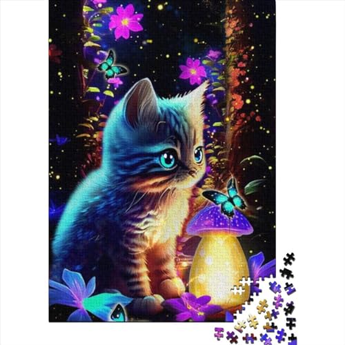 Puzzle für Erwachsene und Jugendliche, 500 Teile, süßes Katzenpuzzle für Erwachsene, Holzbrettpuzzle, anspruchsvolles Spiel, Puzzlegröße: 52 x 38 cm