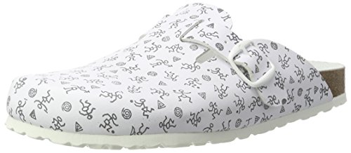 Lico Damen Bioline Clog Print Pantoffeln, Weiß (Weiss/GRAU), 40 EU